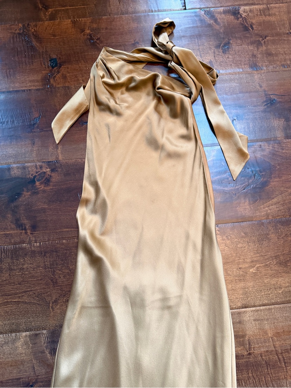 AEXAE Silk Backless Maxi Dress in Light Brown - Picture 8 of 12
